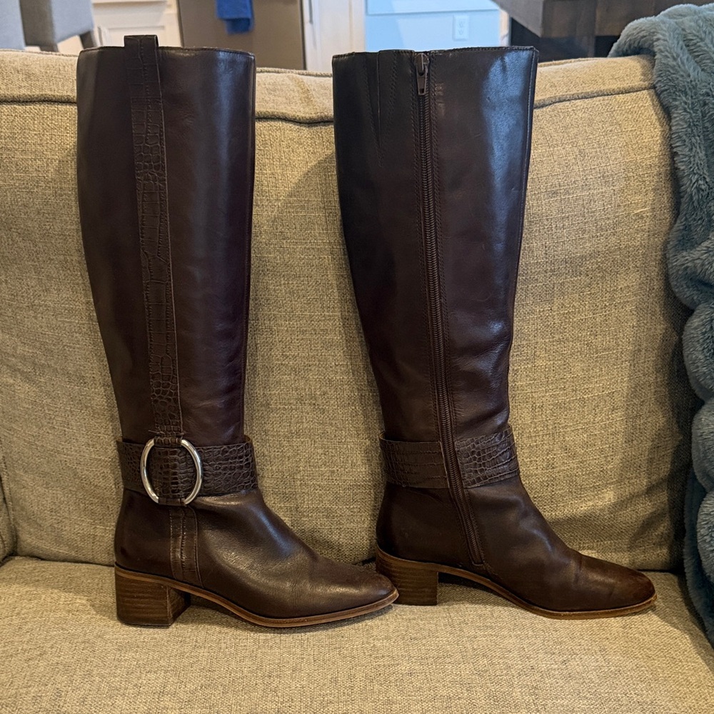 Corso Como Dark Brown Leather Knee-High Riding Boots